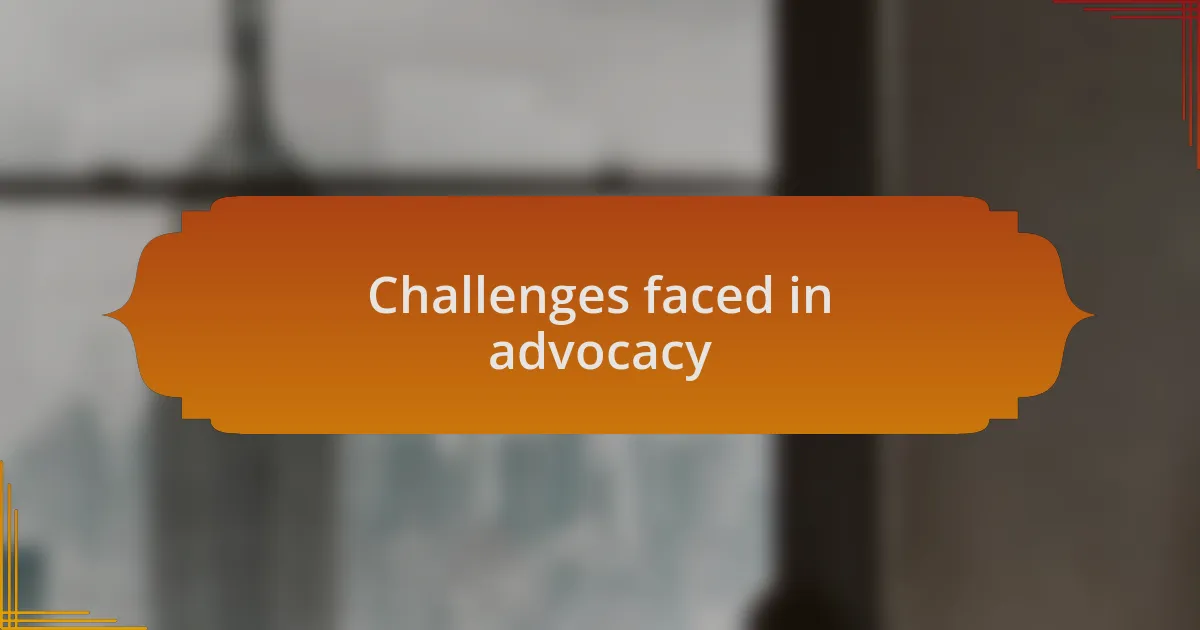 Challenges faced in advocacy