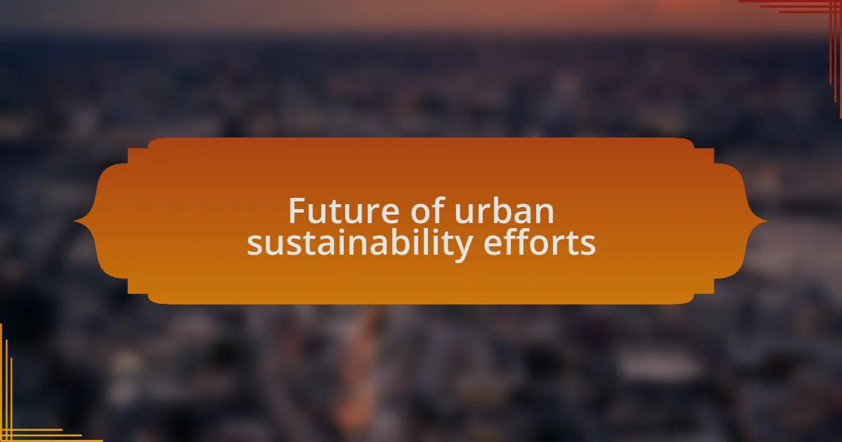 Future of urban sustainability efforts