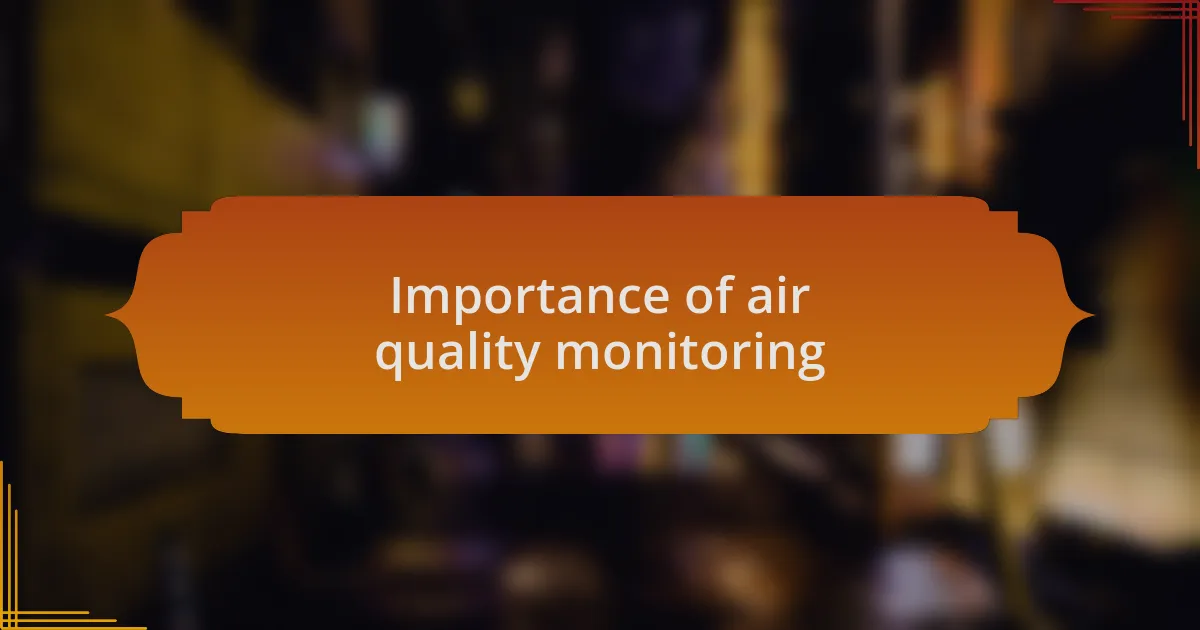Importance of air quality monitoring