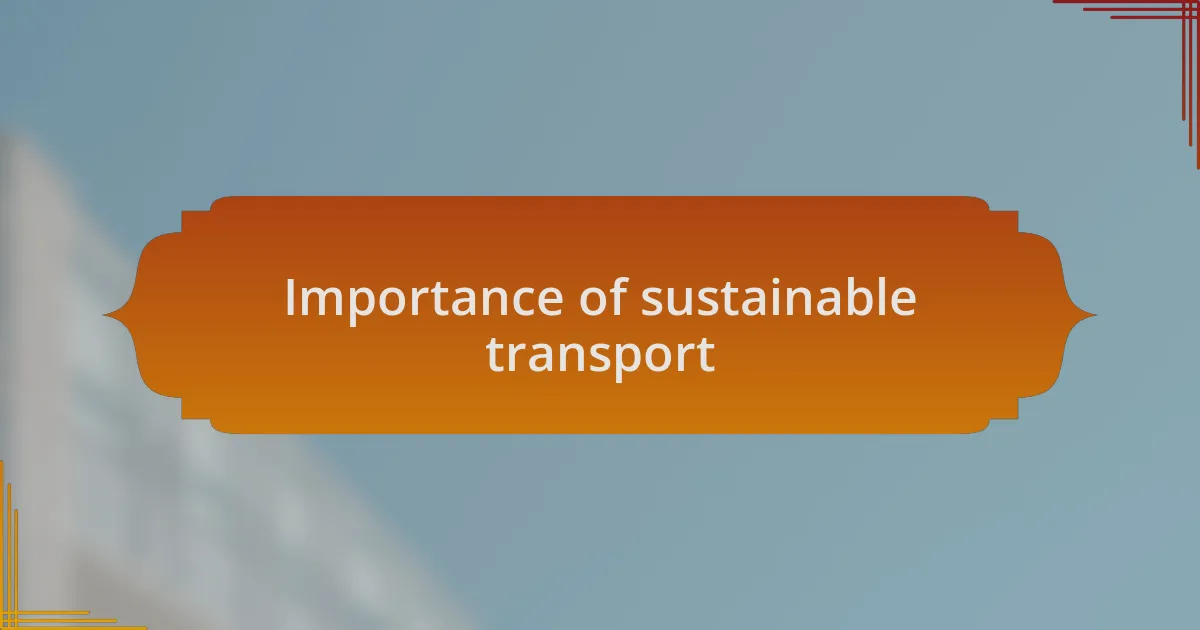 Importance of sustainable transport