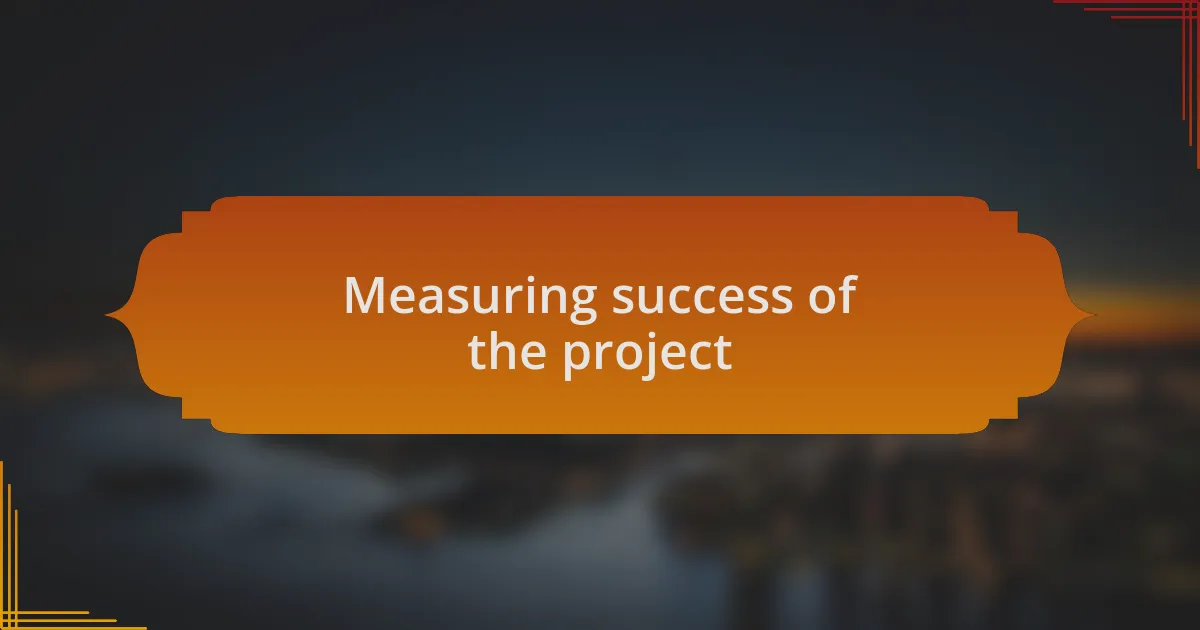 Measuring success of the project