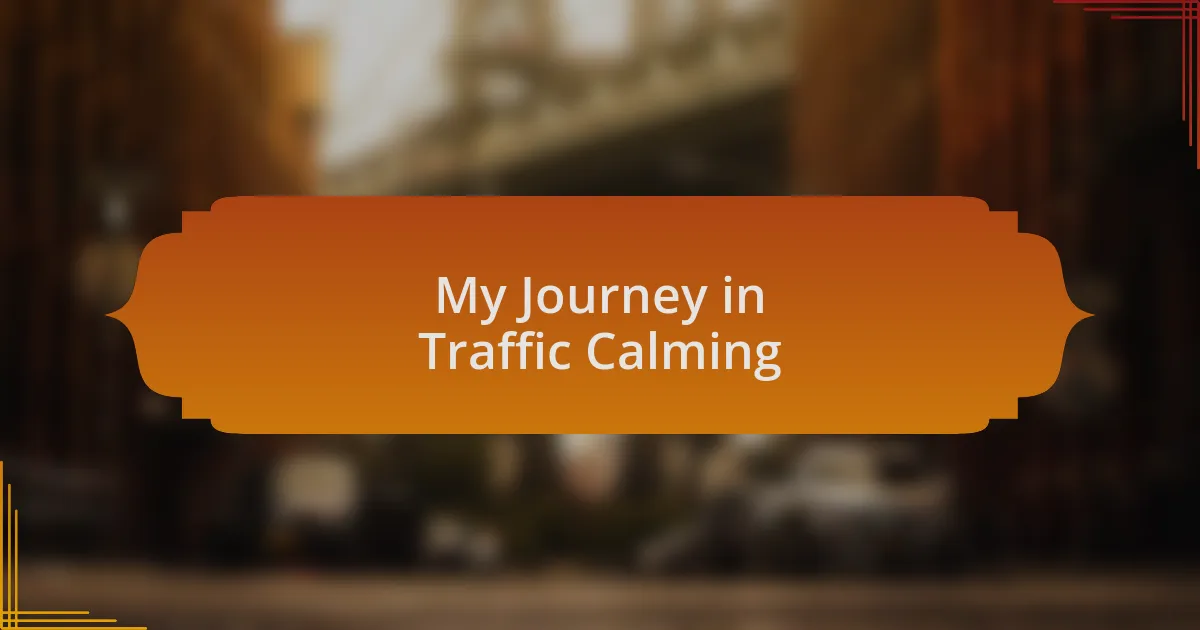 My Journey in Traffic Calming