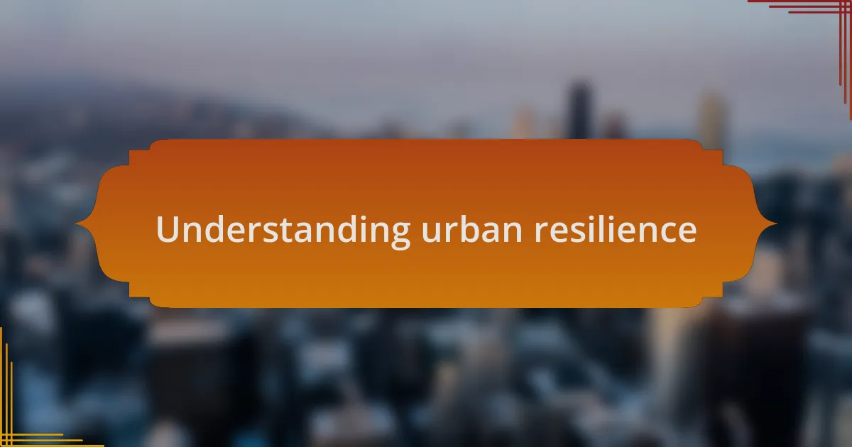 Understanding urban resilience